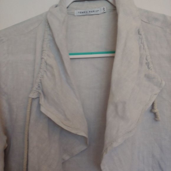 Tempo Paris made in Paris Italy. Linen waterfall lagonlook kimono Size small - Picture 2 of 16